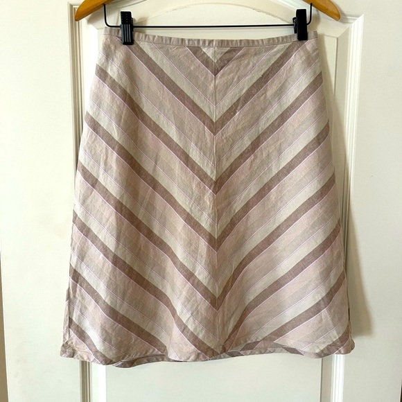GAP Linen Tan Chevron Patterned Mini Skirt Women’s Size 4 - Picture 1 of 10